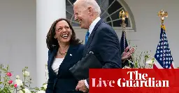 Joe Biden endorses Kamala Harris to replace him as Democrats begin to throw support behind vice-president – live