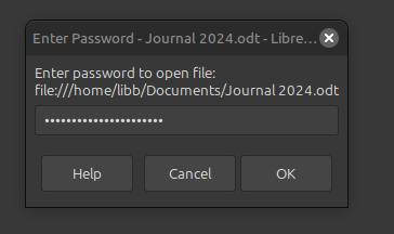 LibreOffice Writer, opening a password protected document option