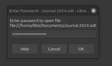 LibreOffice Writer, opening a password protected document option