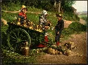 Autochrome de laitiers Belges avec une charrette à chien ~1900