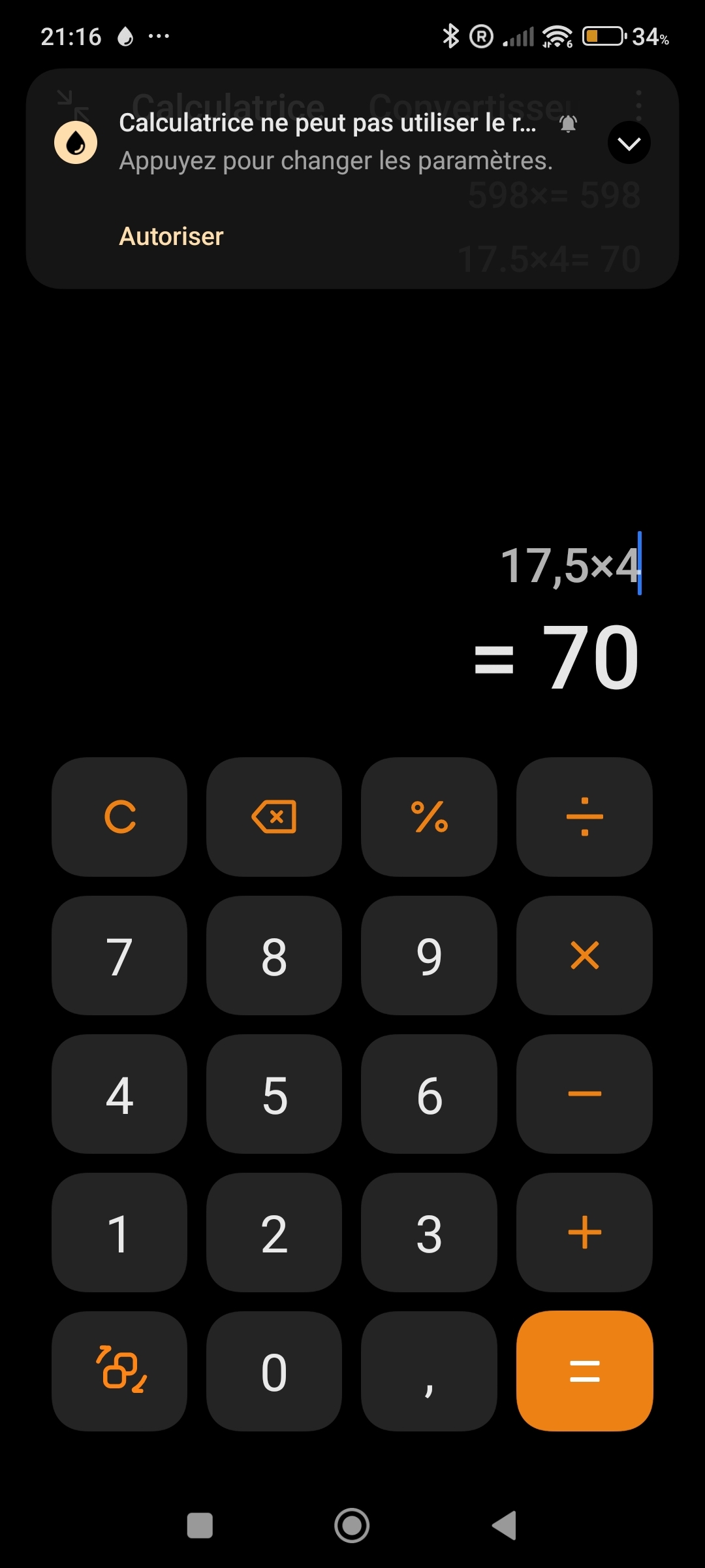 calculator asking for network