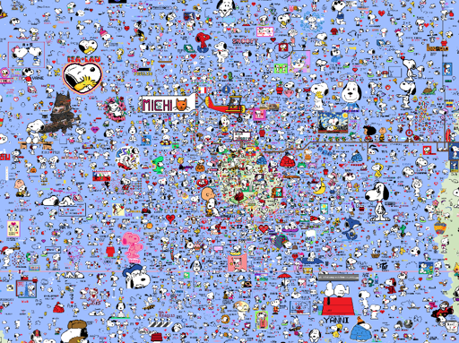 WPlace screenshot: there are Snoopy drawings everywhere