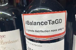 EN IMAGES. Opération "balance ta grande surface" : des viticulteurs entrent dans un grand magasin et ciblent les bouteilles de vins